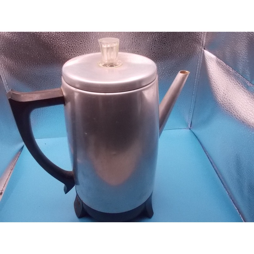 West Bend 9 Cup Automatic Percolator Model 9360 Vintage Aluminum Coffee Pot